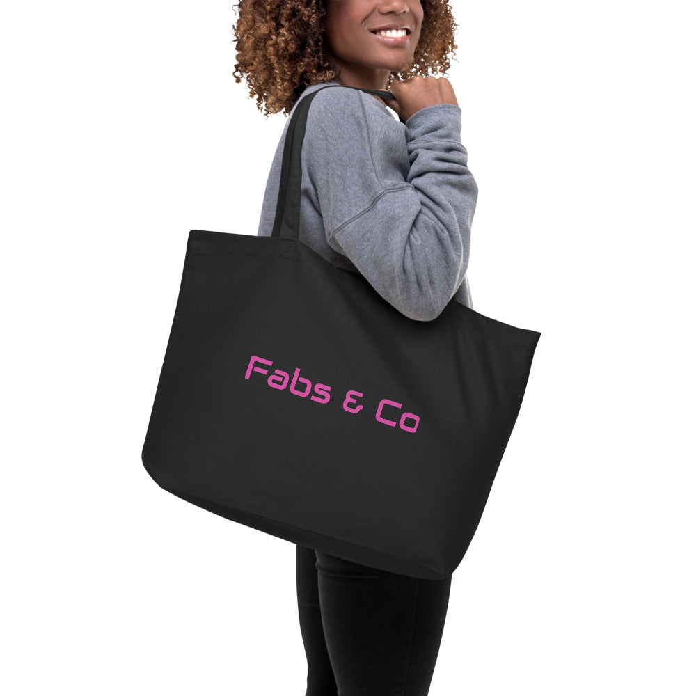Large Hot Pink Logo Organic Tote Bag
