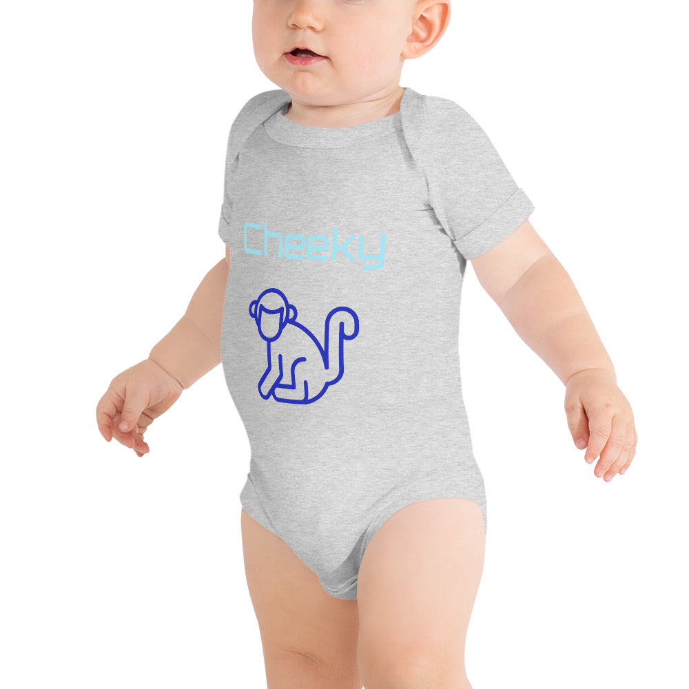Blue Cheeky Monkey Baby Grow