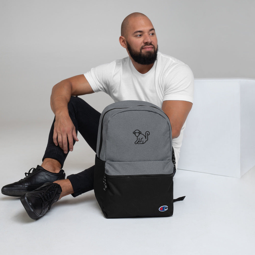 Fabs & Co x Champion Embroidered Black Logo Backpack
