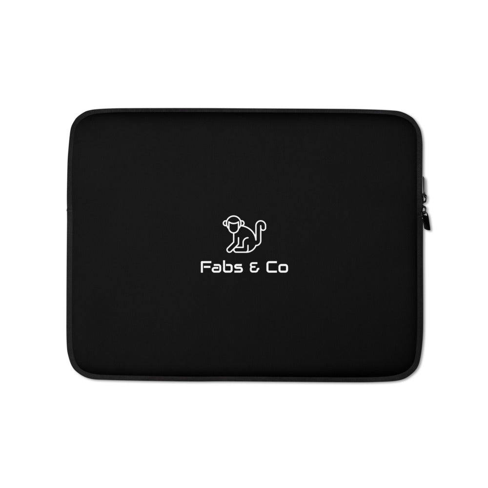 White Original Logo Black Laptop Sleeve