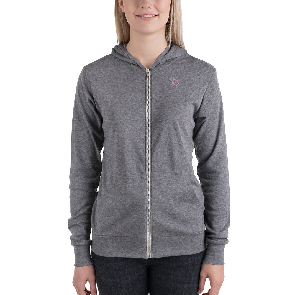 Pink Logo Womens Lightweight Zipped Hoodie