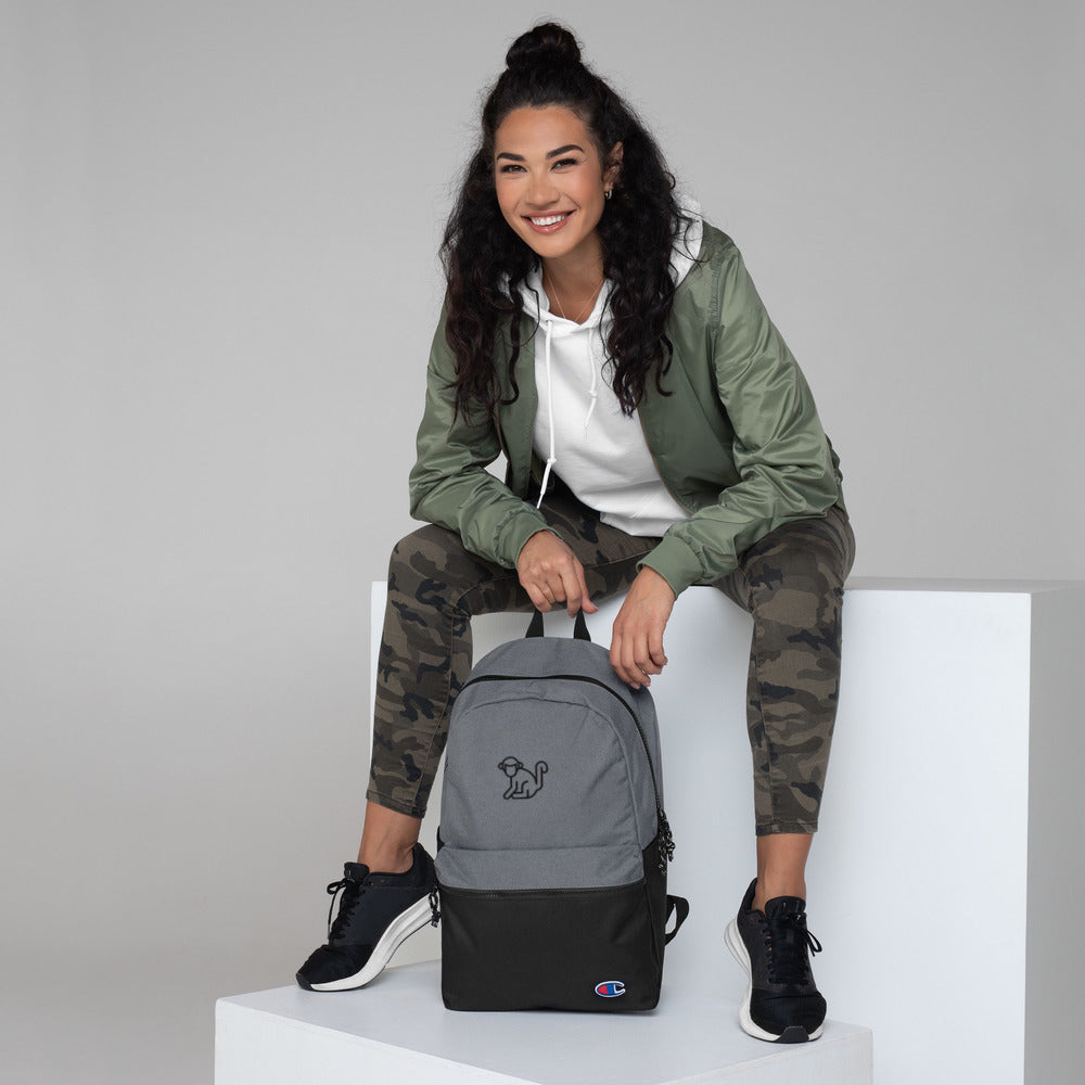 Fabs & Co x Champion Embroidered Black Logo Backpack