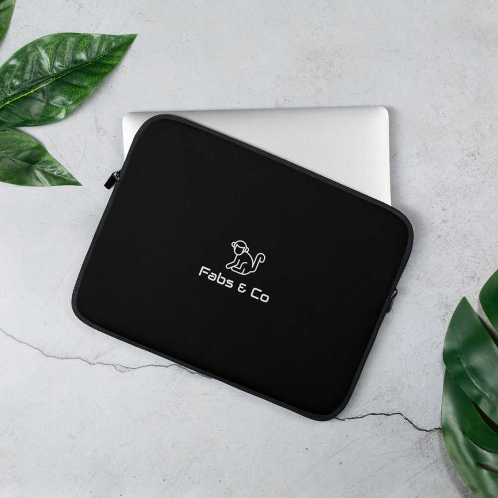 White Original Logo Black Laptop Sleeve