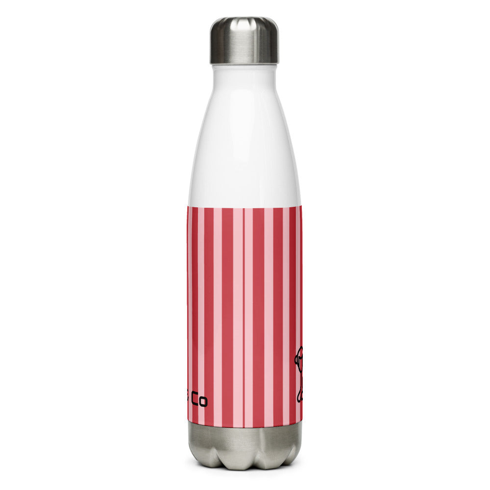 Fabs & Co Red Stripe Stainless Steel Water Bottle