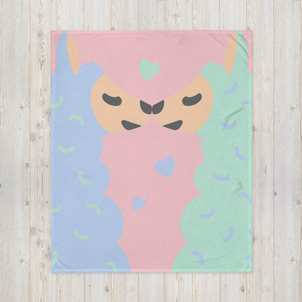 Lama Print Soft Pink Throw Blanket
