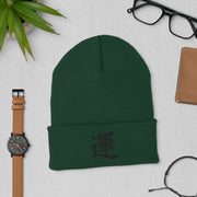 Black Japanese Typographic Luck Cuffed Beanie