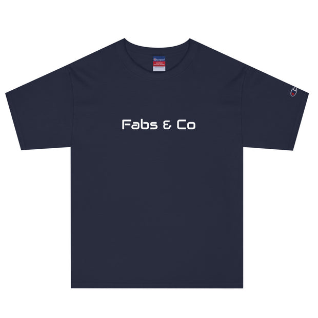 Fabs & Co x Champion White Wordmark Logo Mens T-Shirt