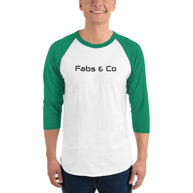 Wordmark Logo Three Quarter Sleeve Mens Raglan Baseball T-Shirt