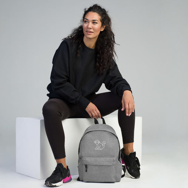 Embroidered White Logo Backpack