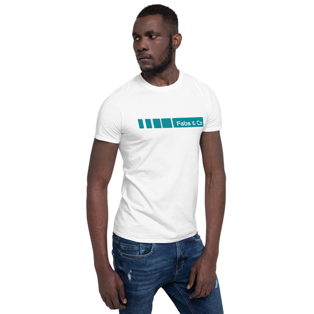 Teal Fade Stripe Wordmark Logo Mens T-Shirt