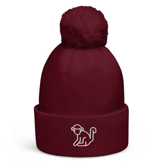 White Logo Pom Pom Beanie