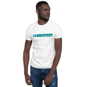 Teal Fade Stripe Wordmark Logo Mens T-Shirt