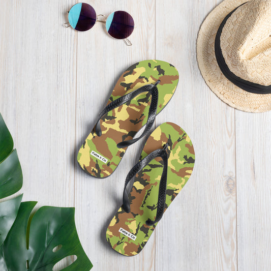 Green Camo Mens Flip-Flops