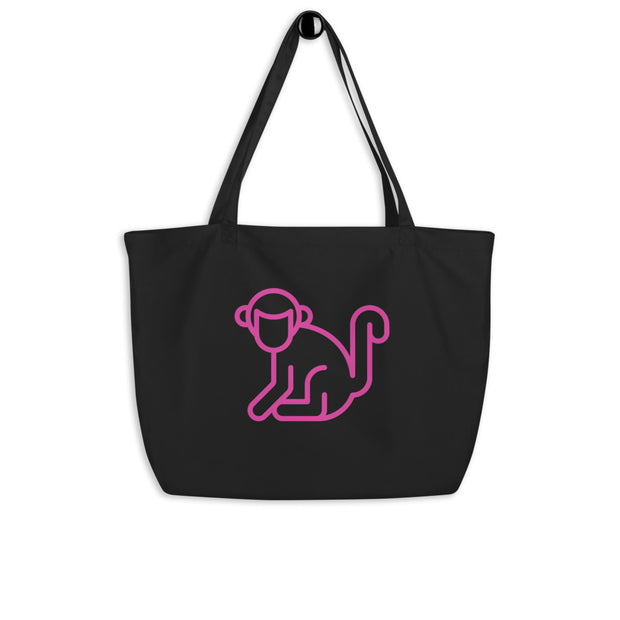 Large Hot Pink Logo Organic Tote Bag