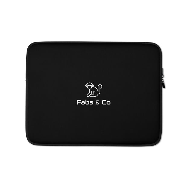 White Original Logo Black Laptop Sleeve