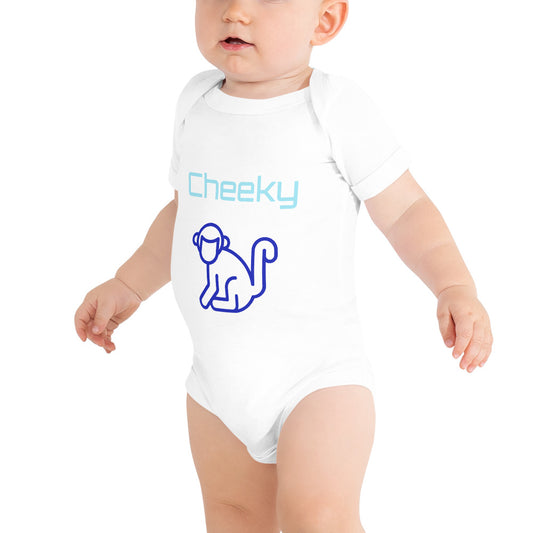 Blue Cheeky Monkey Baby Grow