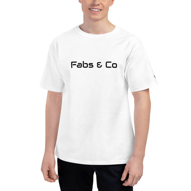 Fabs & Co x Champion Black Wordmark Logo Mens T-Shirt