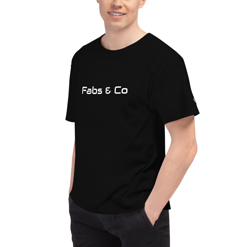 Fabs & Co x Champion White Wordmark Logo Mens T-Shirt