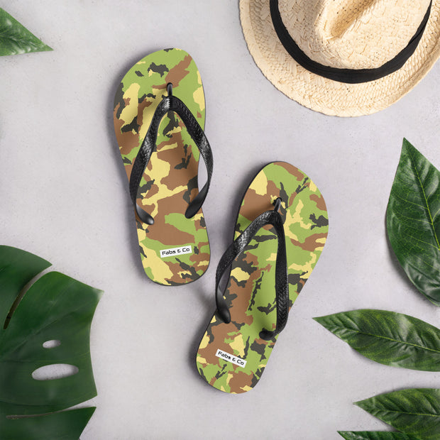 Green Camo Mens Flip-Flops