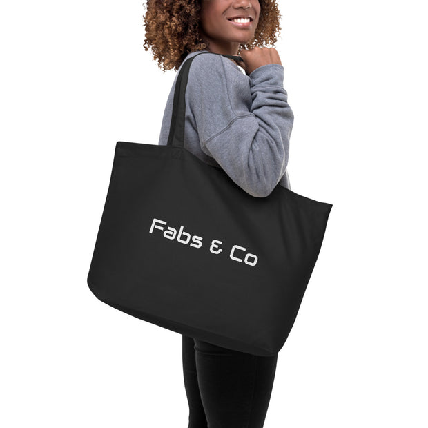 Large White Logo Organic Tote Bag
