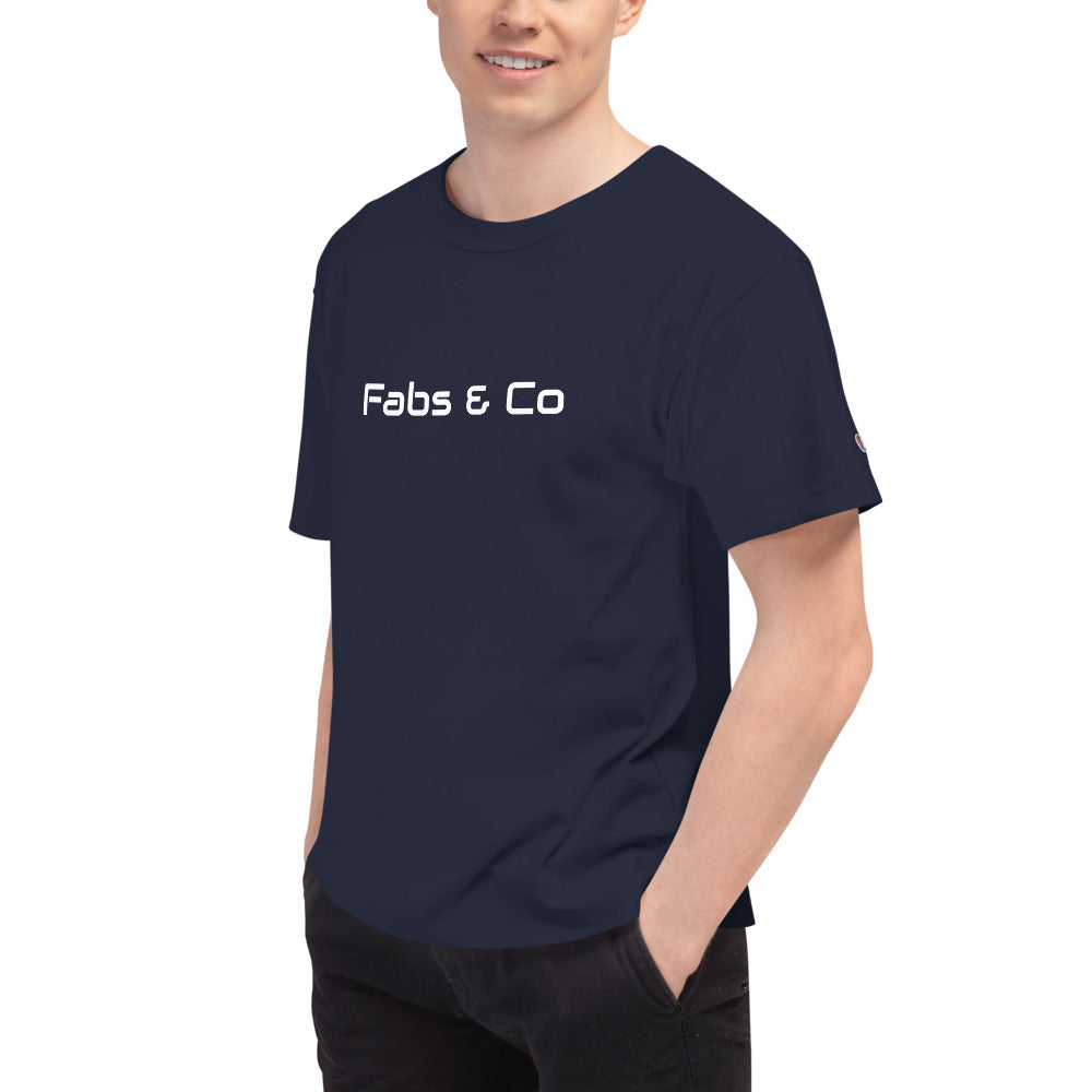Fabs & Co x Champion White Wordmark Logo Mens T-Shirt