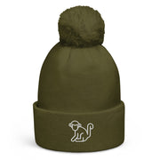 White Logo Pom Pom Beanie