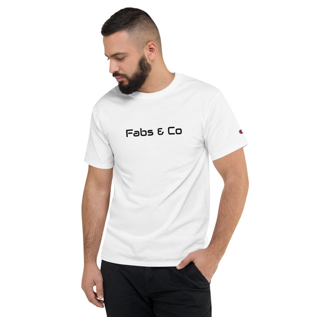 Fabs & Co x Champion Black Wordmark Logo Mens T-Shirt