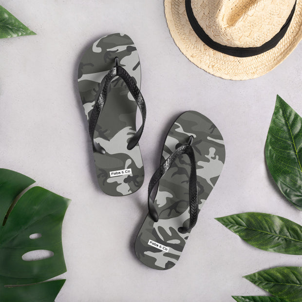 Grey Camo Mens Flip-Flops