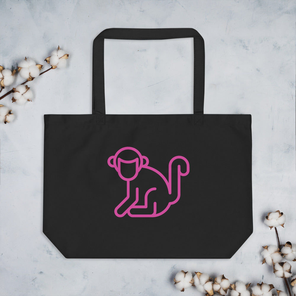 Large Hot Pink Logo Organic Tote Bag