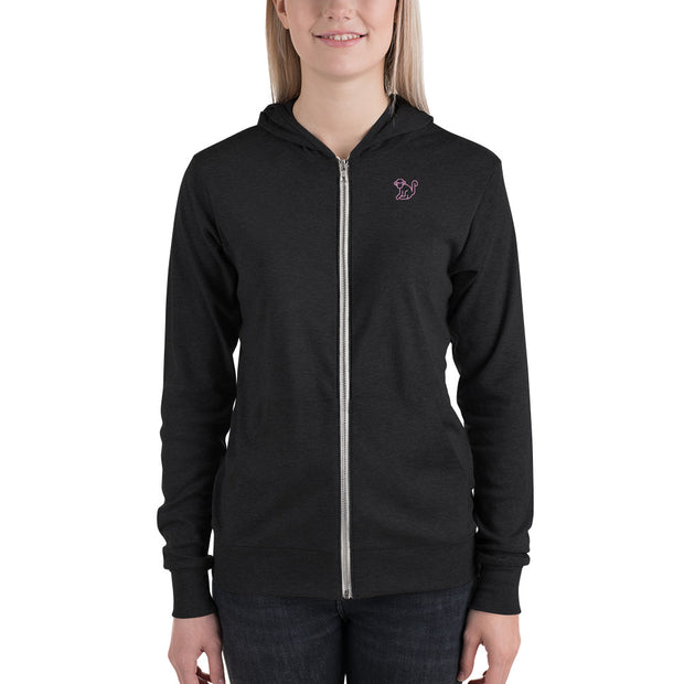 Pink Logo Womens Lightweight Zipped Hoodie