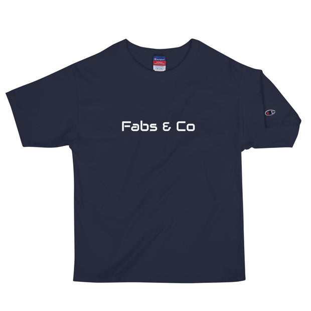Fabs & Co x Champion White Wordmark Logo Mens T-Shirt