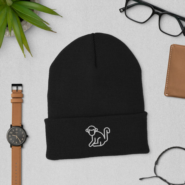White Logo Cuffed Beanie