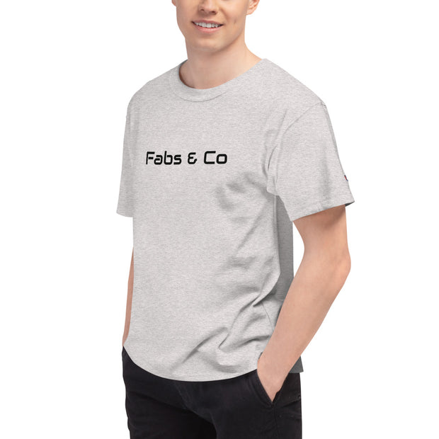 Fabs & Co x Champion Black Wordmark Logo Mens T-Shirt