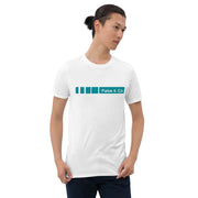 Teal Fade Stripe Wordmark Logo Mens T-Shirt