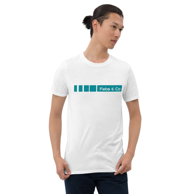 Teal Fade Stripe Wordmark Logo Mens T-Shirt