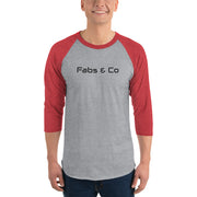 Wordmark Logo Three Quarter Sleeve Mens Raglan Baseball T-Shirt