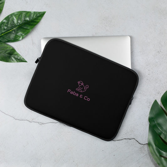 Pink Original Logo Black Laptop Sleeve