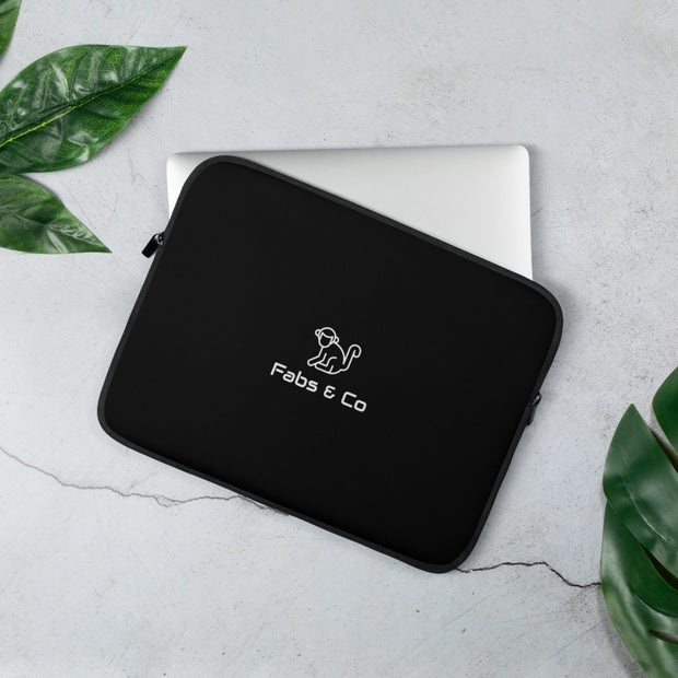 White Original Logo Black Laptop Sleeve