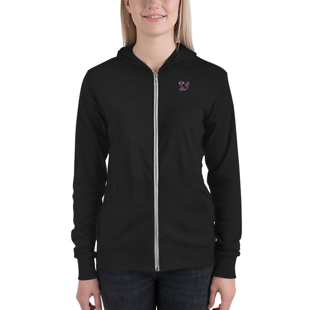 Pink Logo Womens Lightweight Zipped Hoodie