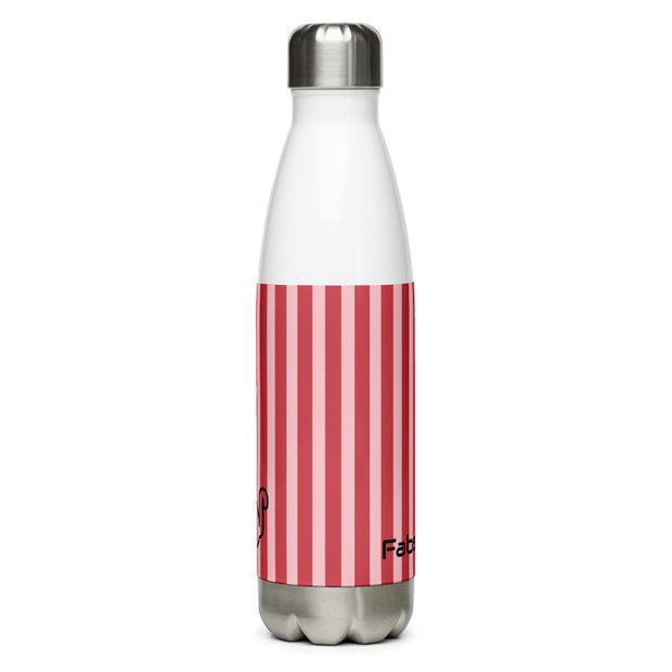 Fabs & Co Red Stripe Stainless Steel Water Bottle