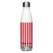 Fabs & Co Red Stripe Stainless Steel Water Bottle