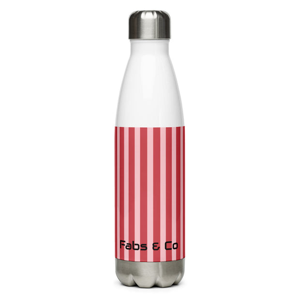 Fabs & Co Red Stripe Stainless Steel Water Bottle